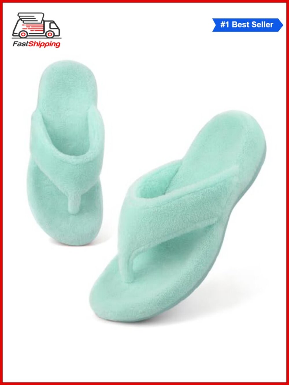 Orthopedic Thong Slippers Arch Support Fuzzy Flip Flops Non-Slip